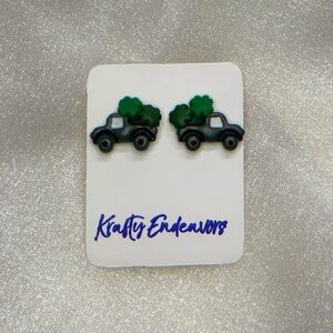 Green Tree Pickup Truck Earrings